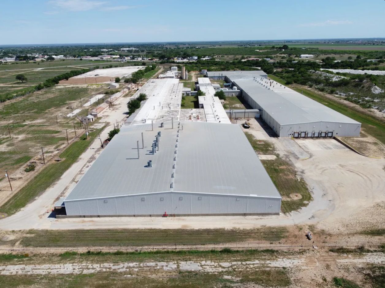 Industrial warehouse complex aerial